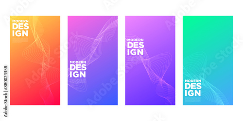 Set of colorful modern design templates with line ornaments. Suitable for business, banners, posters, flyers, covers, book covers, and industrial creative businesses