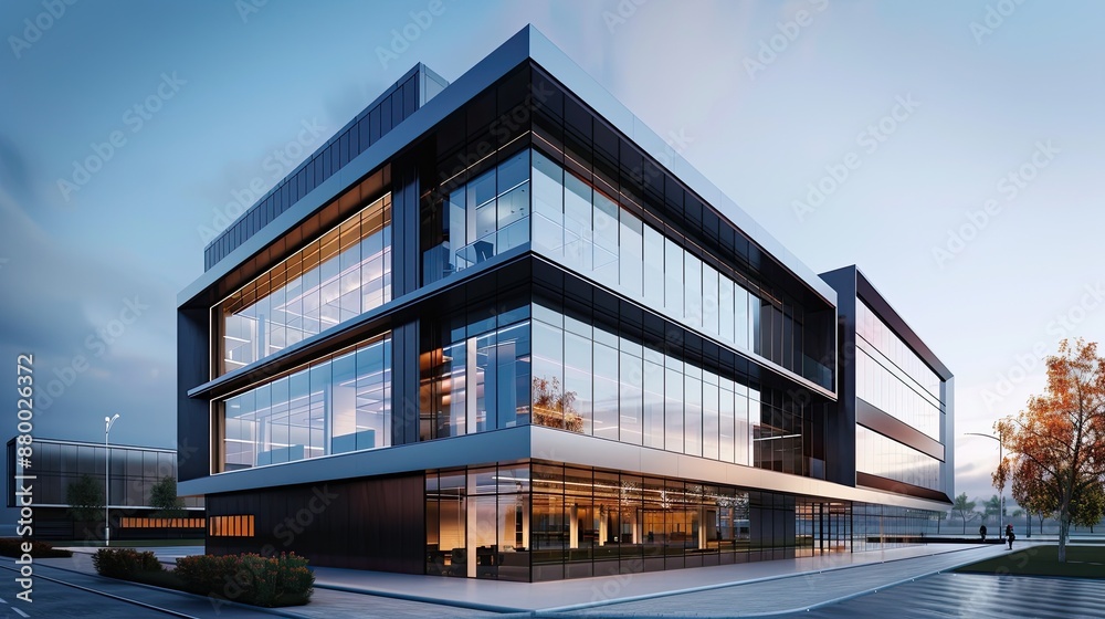 A sleek modern office building with glass fa? section ade, clean lines, and a minimalist design, showcasing contemporary corporate architecture. A sleek modern office building with glass fa? section ade, clean lines, and a minimalist design, showcasing contemporary corporate architecture.