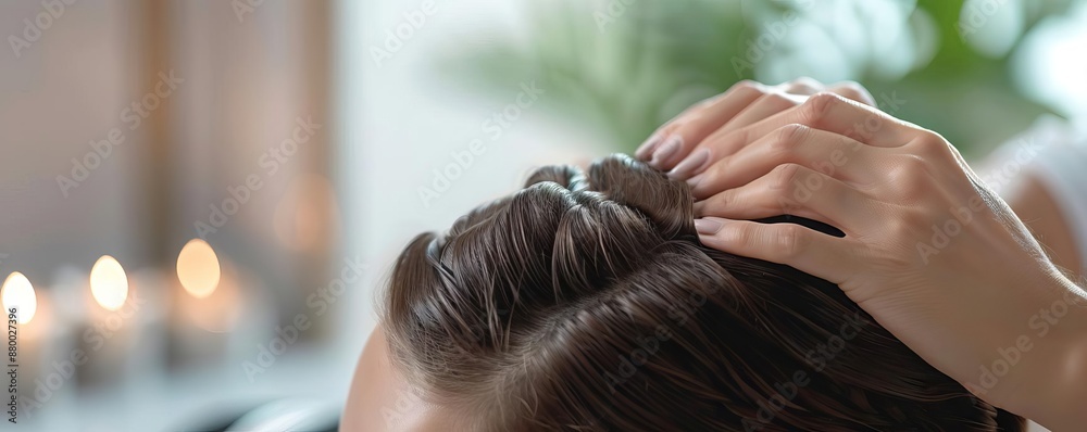 Naklejka premium a revitalizing scalp massage, Rejuvenation, Stress relief