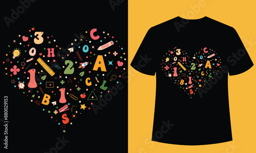 back to school heart shape t-shirt design