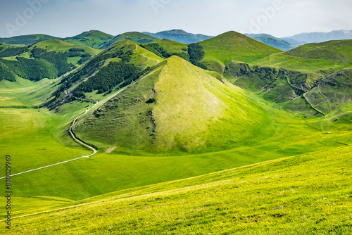 Landscape, Piano Grande, Castelluccio, Norcia, Monti Sibillini National Park, Apennines, Umbria, Italy, Europe photo