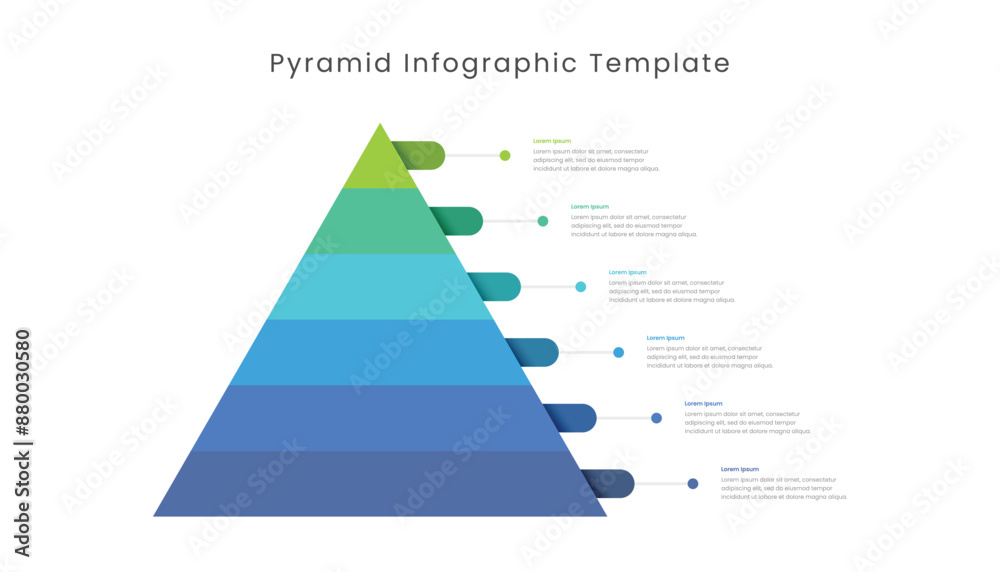 Pyramid infographic template with 6 Levels Pyramid infographic template with 6 Levels