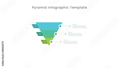 Flat pyramid infographic template with 3 levels