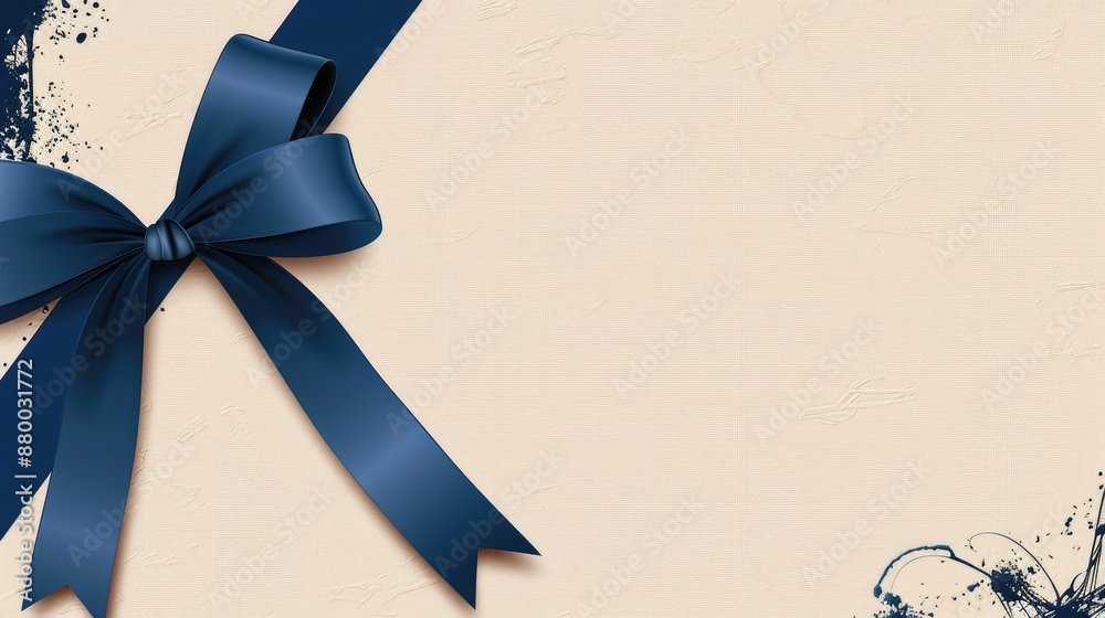 Sophisticated design with blue sidebars dark blue ribbon beige background blank elegant poster