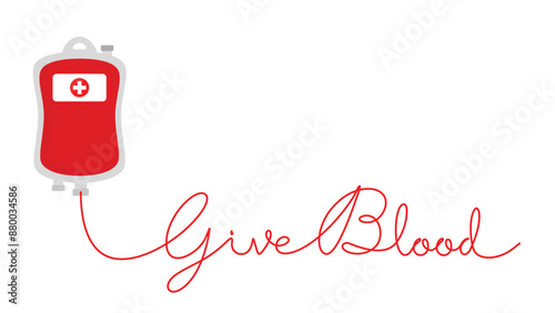 Blood transfusion flow shaped give blood word suitable for blood donation poster campaign	