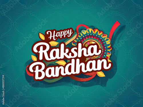 Happy Raksha Bandhan Greeting Card with Colorful Decorative Rakhi on Blue Background