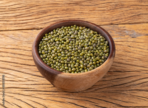 Moyashi beans in a bowl over wooden table