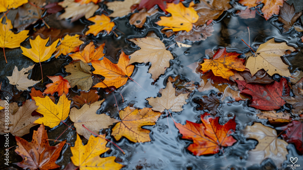 autumn leaves background on floor wet leaves on the ground at autumn autumn leaves background on floor wet leaves on the ground at autumn