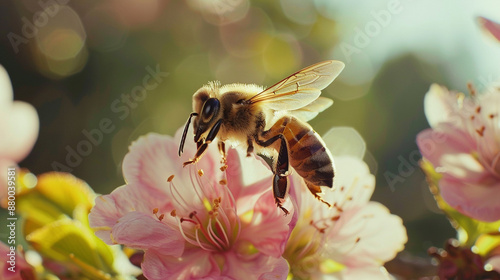 bee collecting pollen from flower