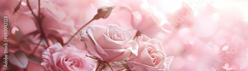 Close-up of beautiful pink roses with soft background, capturing the elegance and delicate beauty of blooming flowers in a serene setting.