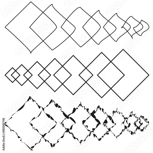 Abstract diamond shapes. Geometric patterns. Various designs. Vector illustration.