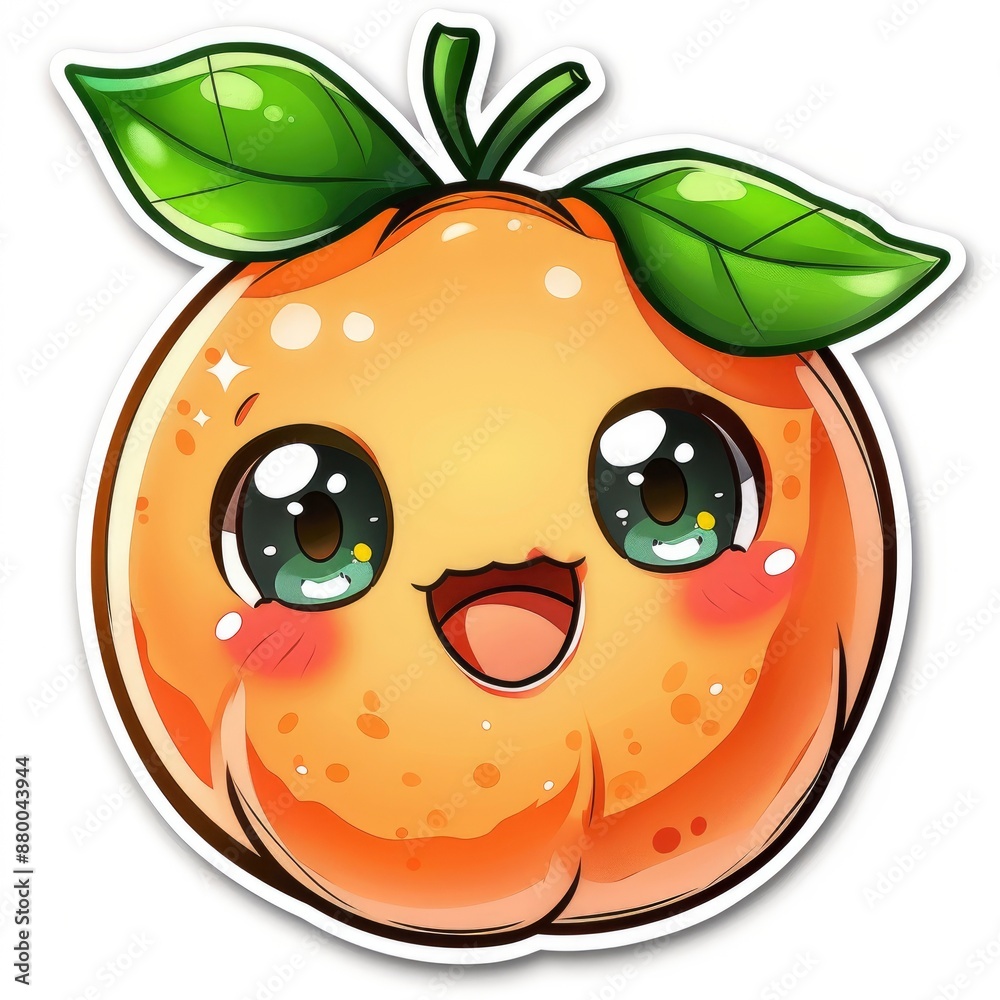 Obraz premium cute clementine sticker, kawaii, functionality stickers, sticker outline, simple background, character, shape