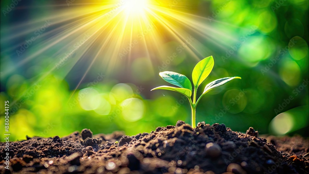 Fresh green sprout illuminated by the sun, sunlight, growth, nature, plant, new beginning, hope, sunshine, vitality, leaf Fresh green sprout illuminated by the sun, sunlight, growth, nature, plant, new beginning, hope, sunshine, vitality, leaf