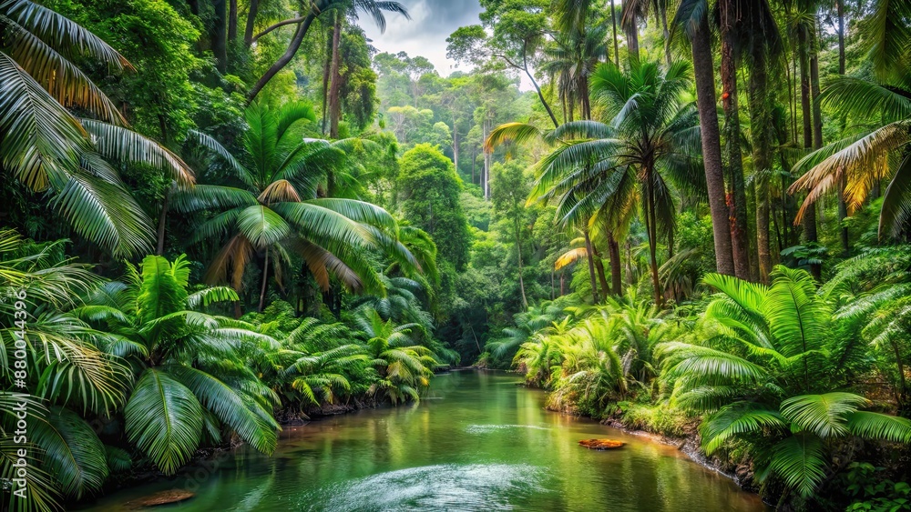 Fototapeta premium Lush tropical rainforest in Darwin, Australia, tropical, rainforest, lush, trees, greenery, nature, Australia, wildlife
