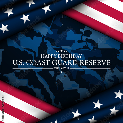 U.S. Coast Guard Reserve Birthday February 19 Background Vector Illustration