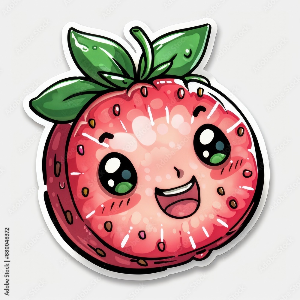 Obraz premium cute starfruit sticker, kawaii, functionality stickers, sticker outline, simple background, character, shape