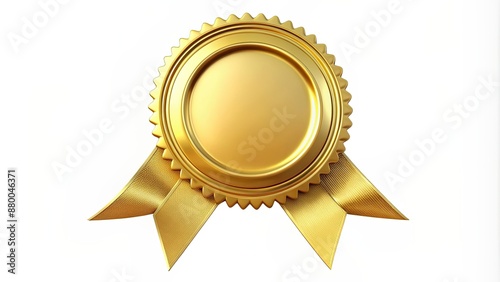 Obraz na płótnie Golden seal with gold ribbons isolated on white background, gold, seal, ribbon, award, certificate, luxury, emblem w salonie