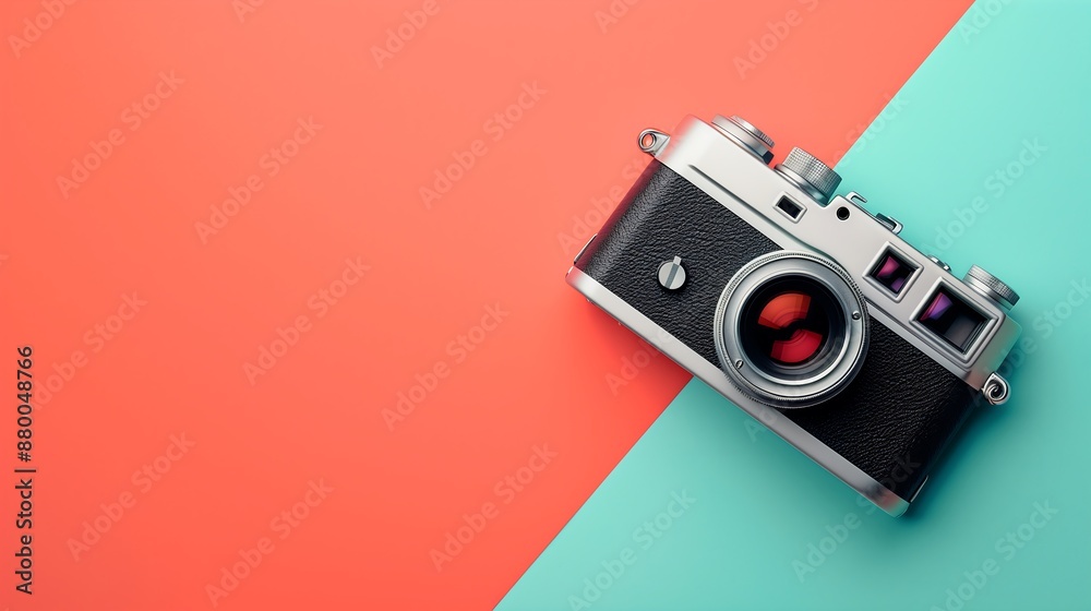 Fototapeta premium Classic DSLR camera on solid background