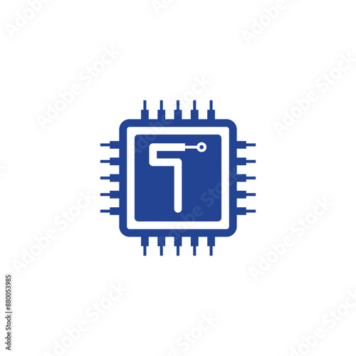 Computer Chip With Letter T Logo 001