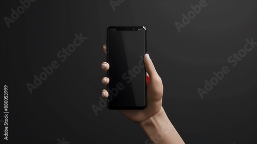 Wallpaper Mural 3D illustration of a hand holding a blank screen smartphone in front of a dark background Torontodigital.ca