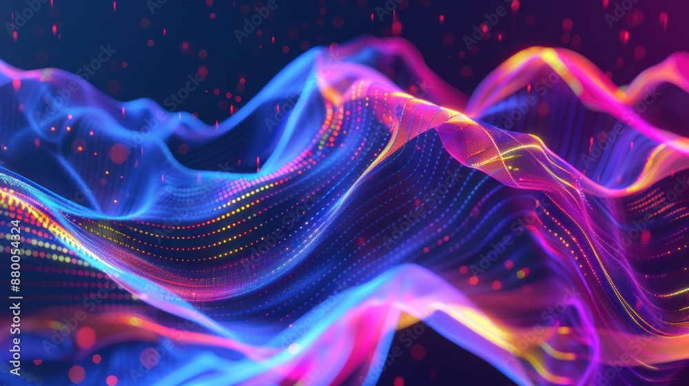 Obraz premium Abstract Digital Landscape with Neon Lights