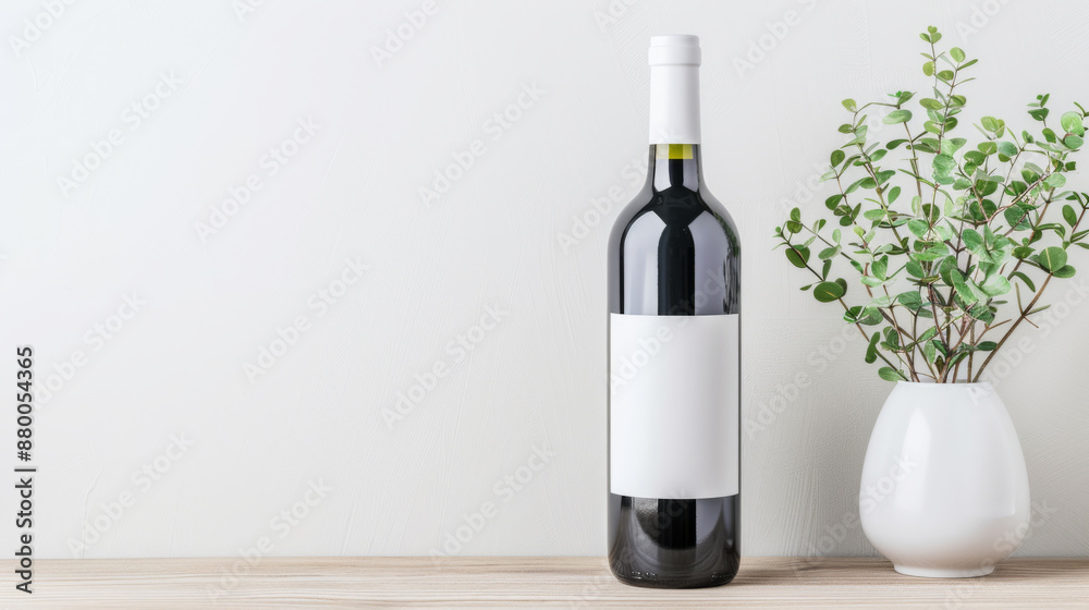 Stylish wine bottle with blank label for branding, perfect for product mockups Stylish wine bottle with blank label for branding, perfect for product mockups