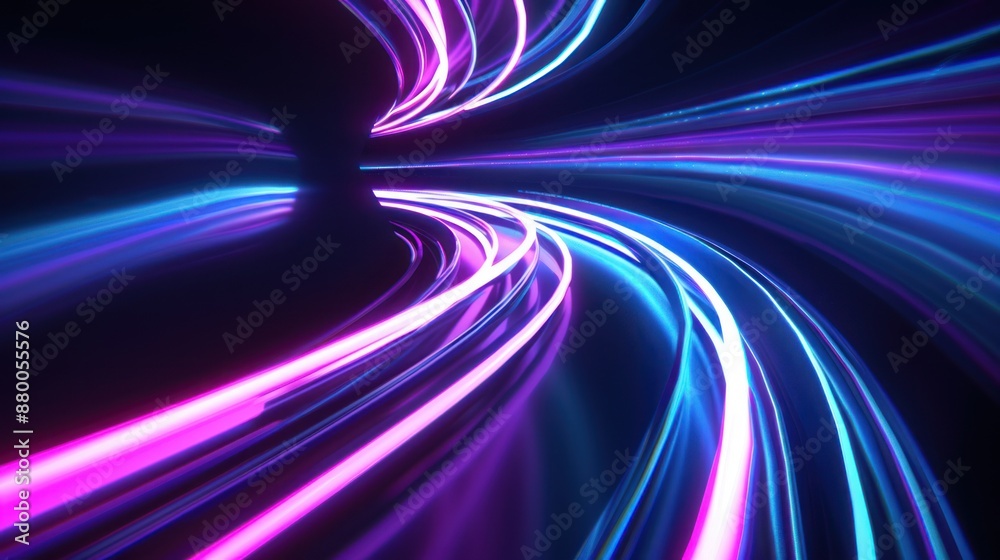 Abstract Neon Lights Swirling in Darkness Abstract Neon Lights Swirling in Darkness