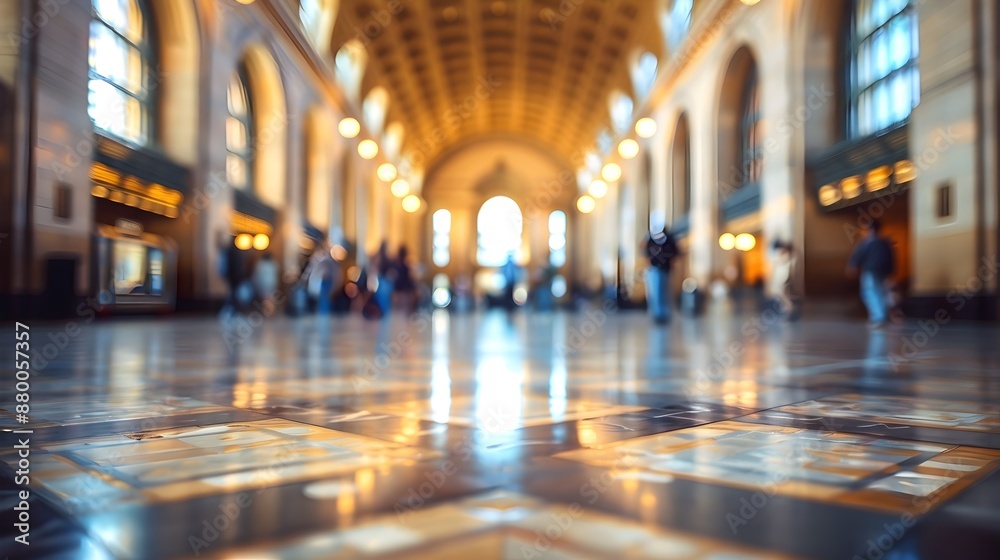 Blurred Grandeur of a Majestic Transport Terminal Bustling with Traveler Movement Blurred Grandeur of a Majestic Transport Terminal Bustling with Traveler Movement