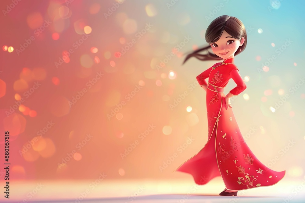 girl wearing ao dai, character girl wearing ao dai, character