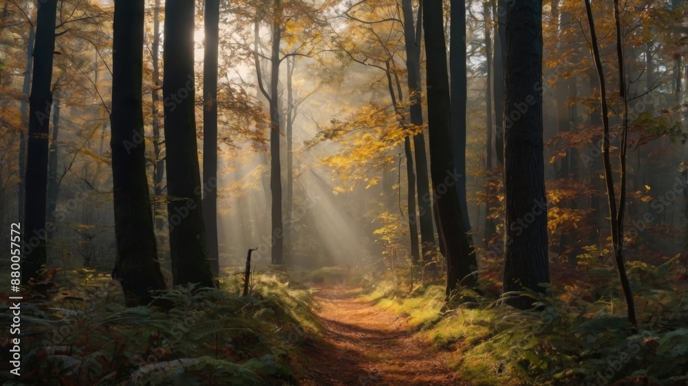 Morning Light on a Beautiful Autumn Forest Landscape Morning Light on a Beautiful Autumn Forest Landscape