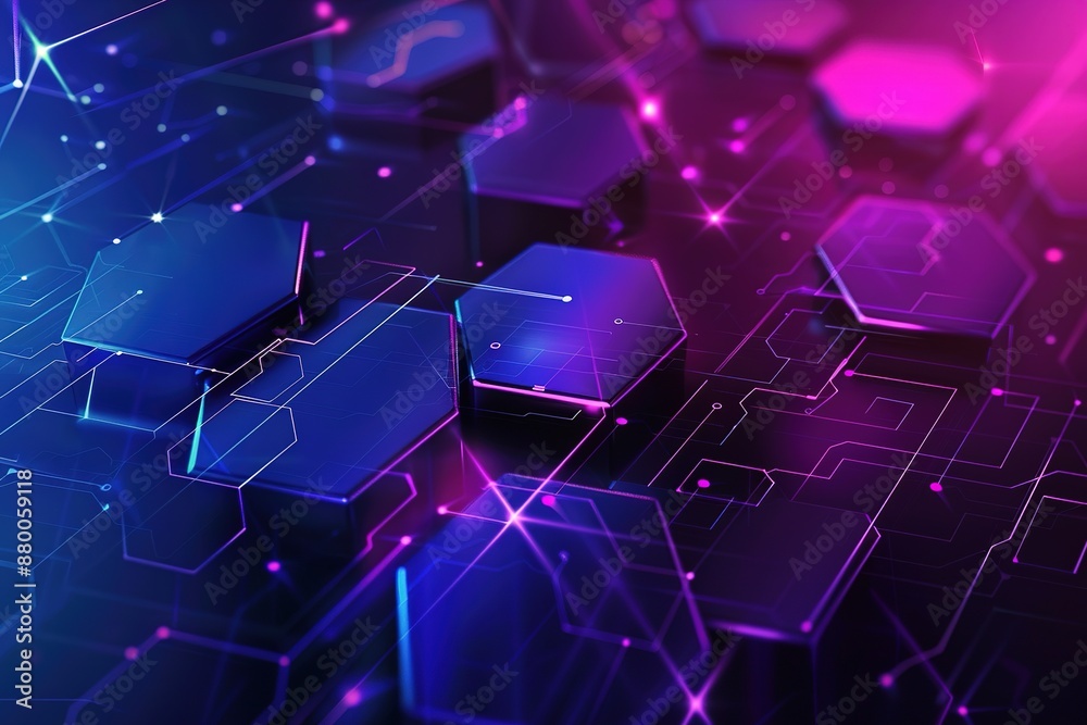 Obraz premium A blue and purple background with a pattern of hexagons