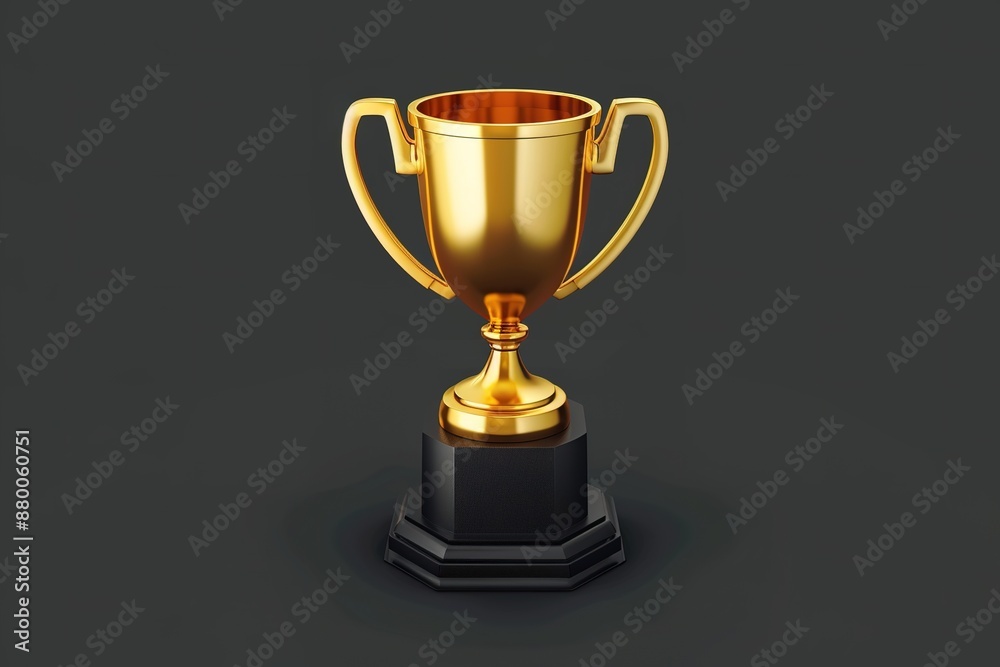 A gold cup with a black base A gold cup with a black base