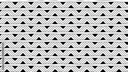 Organic Hand-Drawn Traditional African Tribal Pattern with Triangles