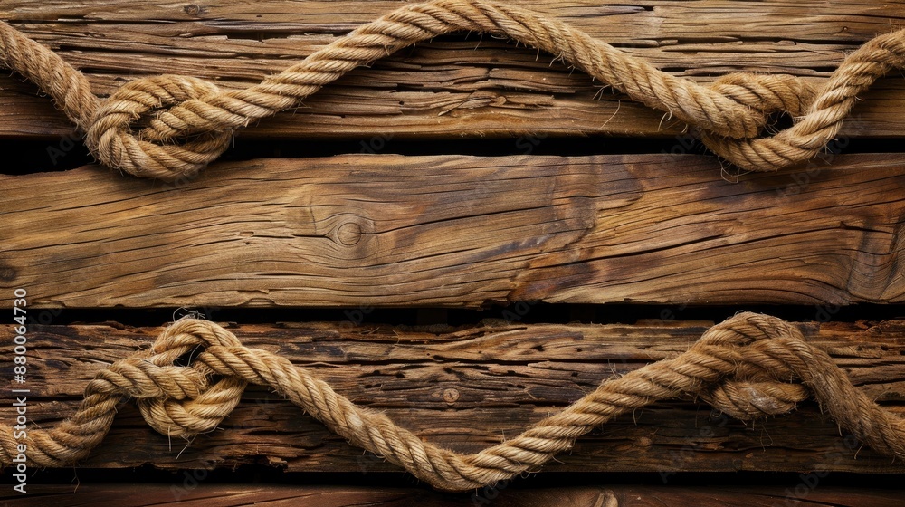 Wooden background with ship ropes Wooden background with ship ropes