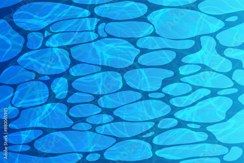 深い海の海面のゆらぎの背景イラスト素材