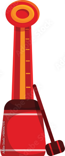 High striker attraction with big hammer is waiting for strong people at amusement park