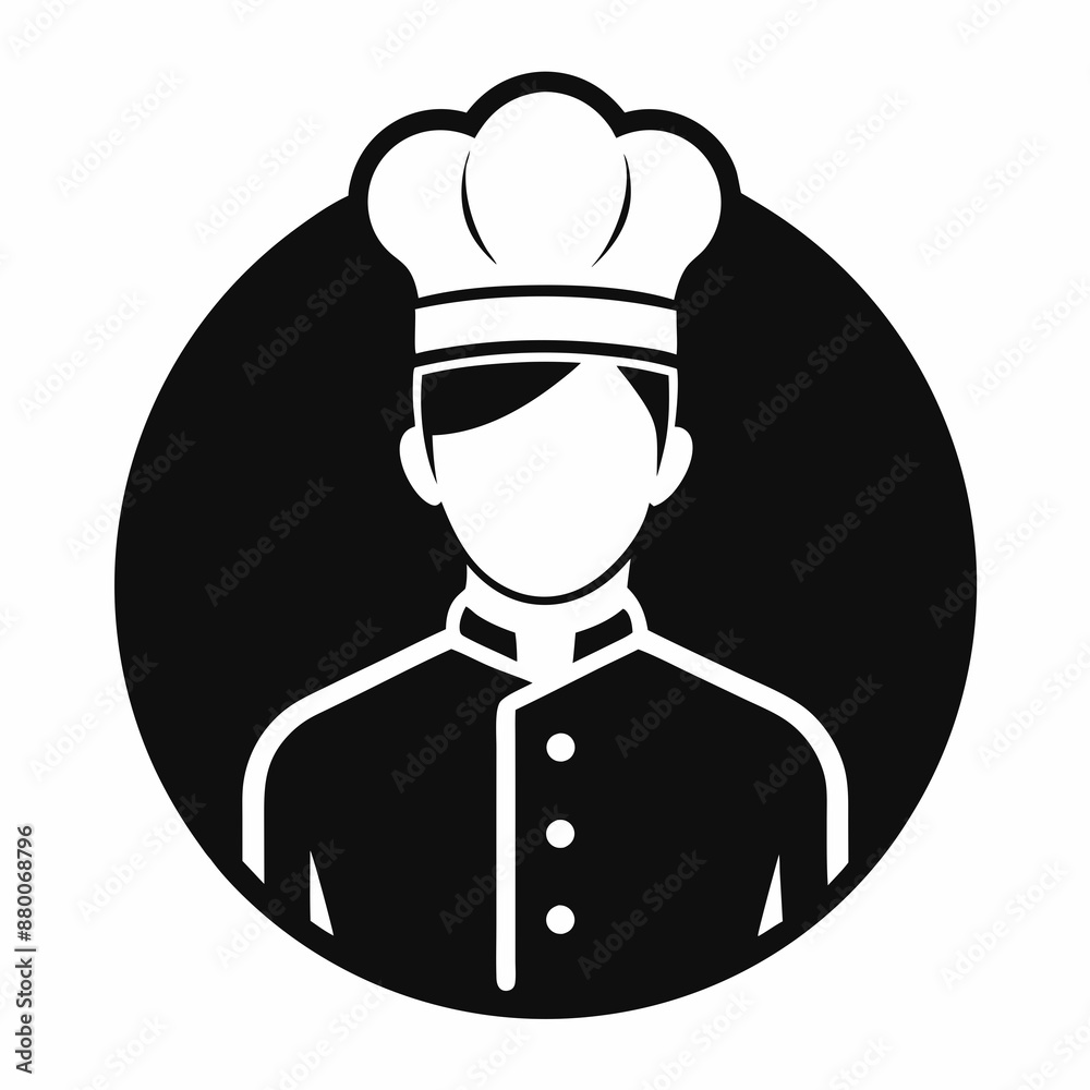 black silhouette chef line icon vector illustration