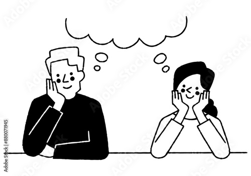 Men and women imagining something _2