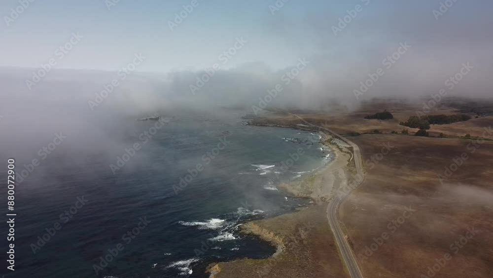 Top Down Drone Shot of Swirling Waves Around Cliffs in Big Sur Top Down Drone Shot of Swirling Waves Around Cliffs in Big Sur