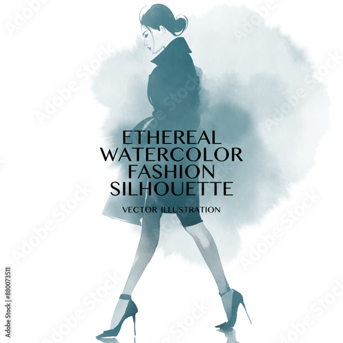 Fotografie Ethereal Watercolor Fashion Silhouette