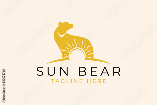 Sun bear logo design vector