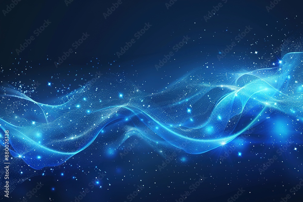A blue wave with a lot of stars in the sky A blue wave with a lot of stars in the sky