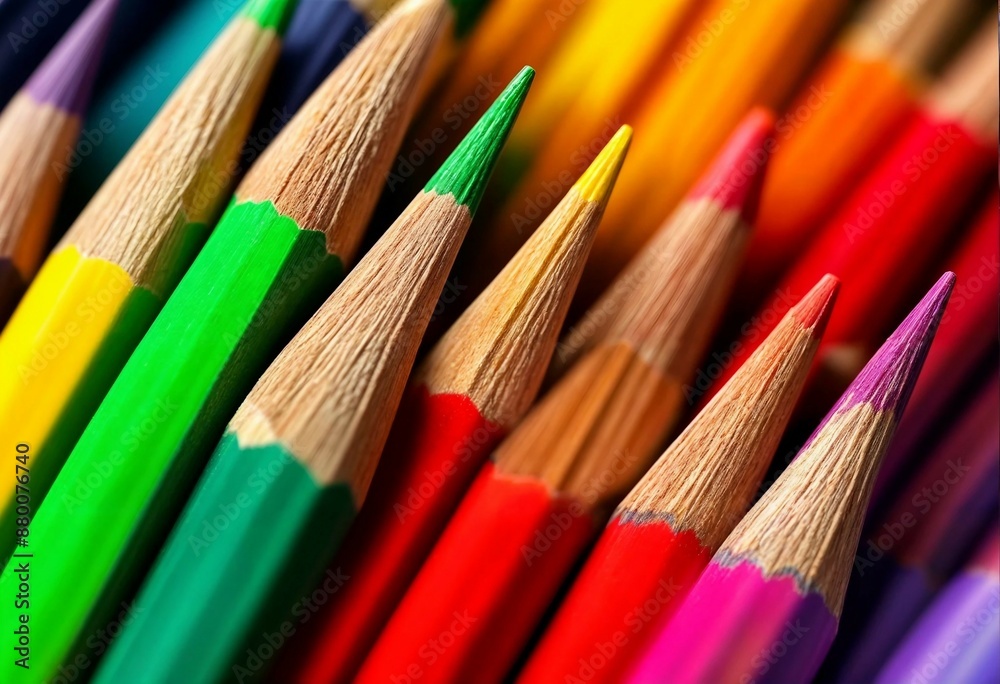 Close-Up of Colorful Pencils in a Row Close-Up of Colorful Pencils in a Row