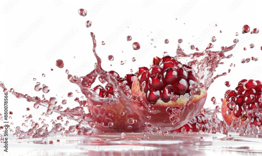 3D render Realistic of Pomegranate splash best for commercial and Design purpose isolated on white background 3D render Realistic of Pomegranate splash best for commercial and Design purpose isolated on white background