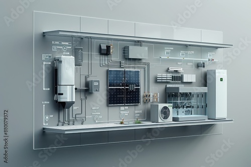 Diagram of a solar panel system. photo