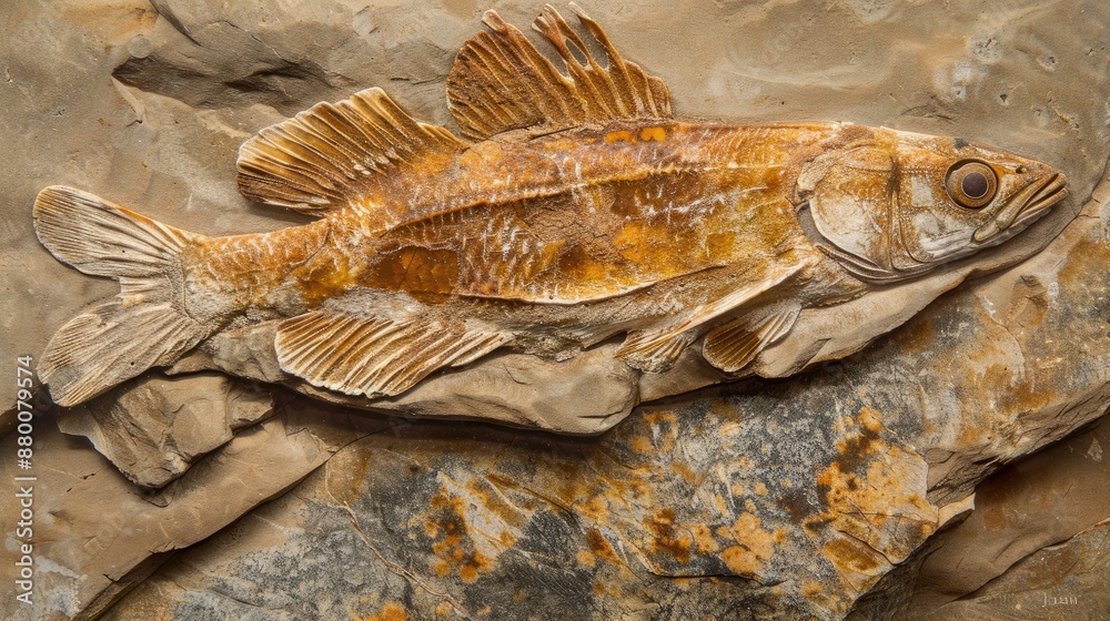 Obraz premium Fossilized Fish Lycoptera davidi from Liaoning China Inhabited Jurassic to Cretaceous Times