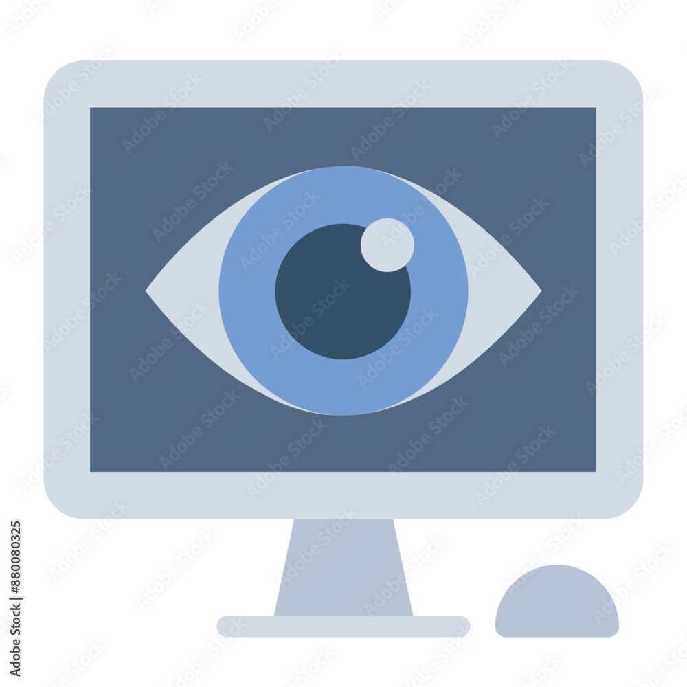 Icon of a computer monitor with an eye representing digital eye strain and technology use