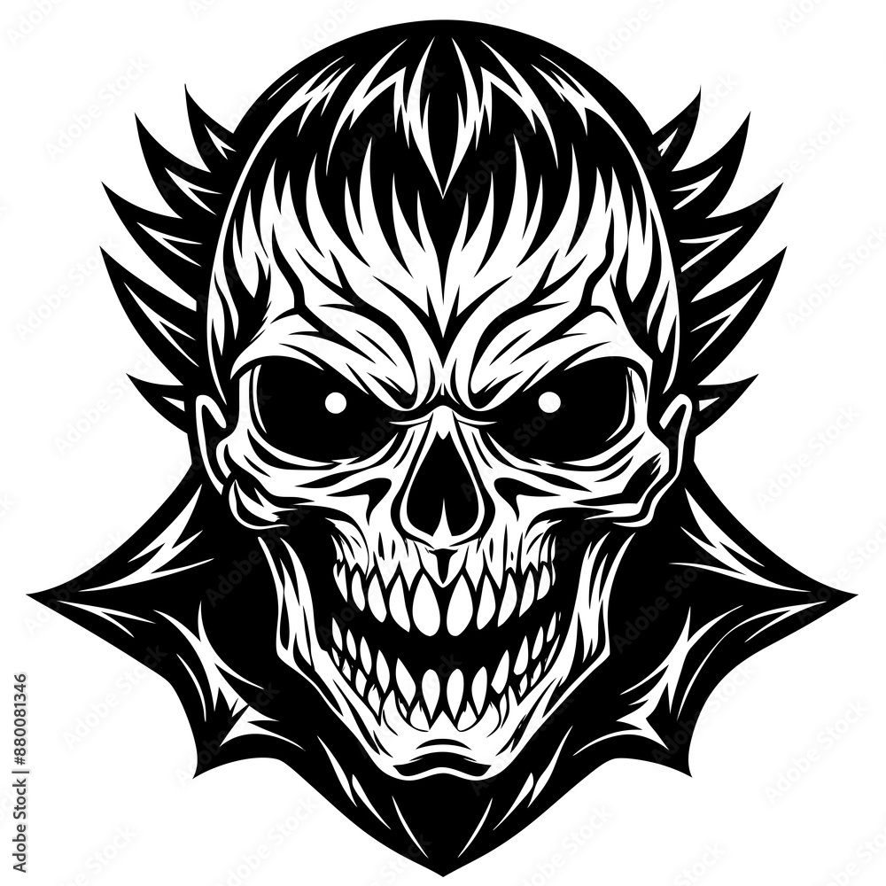 skull and crossbones,Skull face black vector silhouette, skull, vector, tattoo, head, art, illustration