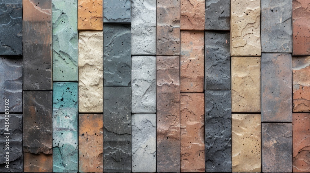 Rustic brick pattern on textured wall tile