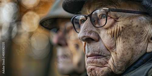 close up of elderly soldiers with glasses, generative AI